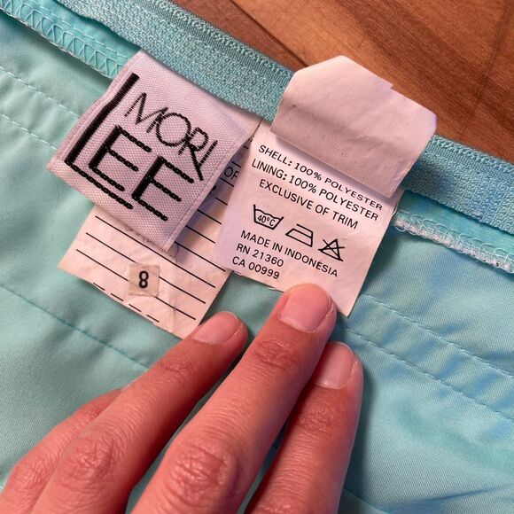 Vtg Y2K Mori Lee Beaded Corset Top Blue Strapless Sequin Prom Party Top Sz 7/8 - Picture 9 of 11